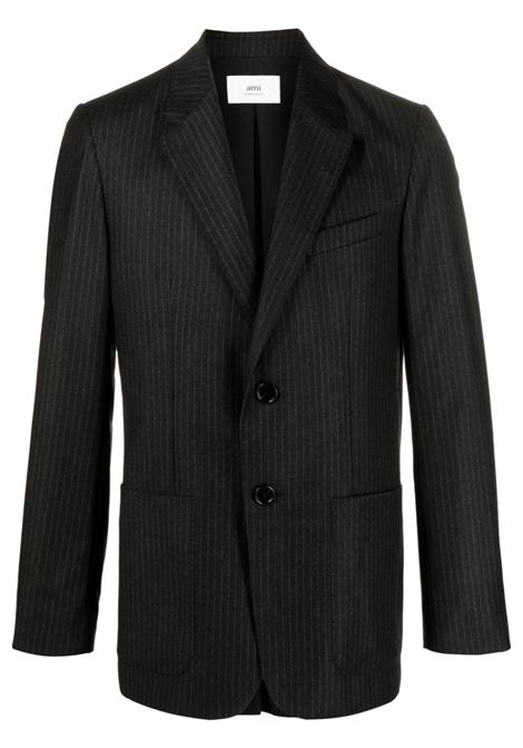 Grey pinstripe-pattern blazer - men